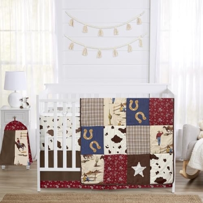 Product: Sweet Jojo Designs Tan Brown Western Cowboy Boy Girl Gender Neutral Baby Crib Bedding Set Infant Nursery Room BreathableBaby Breathable Mesh Crib Liner Blanket Fitted Sheet Skirt 6p Red Wild West Cow