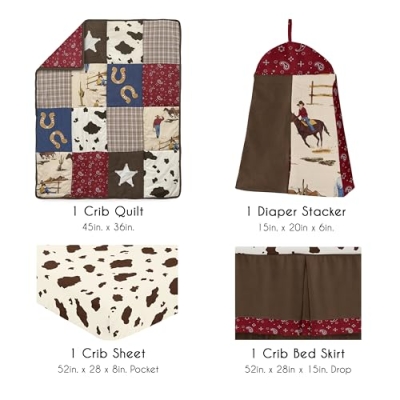 Sweet Jojo Designs Wild West Western Horse Cowboy Baby Boy Crib Bedding Set, 4 Piece, 45x36 in. 7 Product: Sweet Jojo Designs Wild West Western Horse Cowboy Baby Boy Bedding 4 Piece Crib Set