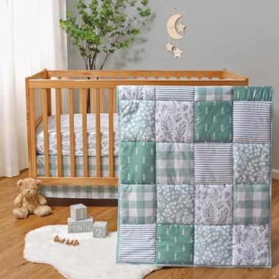 The Peanutshell Woodland Baby Crib Bedding Set, Fitted Crib Sheet Dust Ruffle Comforter, Brown Rust Teal, 28x52in 10 Product: The Peanutshell 3 Piece Baby Crib Bedding Set for Boys & Girls - Newborn, Infant & Toddler Nursery Bed Set Decor with Fitted Crib Sheet, Dust Ruffle, Comforter
