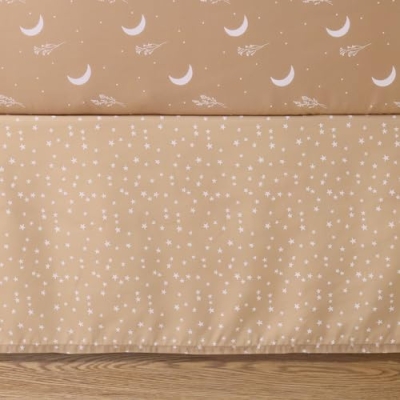 Celestial Crib Bedding Set, 3 Piece Quilt Fitted Sheet Bed Skirt, Stars Moon Nursery, Standard 28 x 52 in 9 Product: The Peanutshell 3 Piece Baby Crib Bedding Set for Boys & Girls - Newborn, Infant & Toddler Nursery Bed Set Decor with Fitted Crib Sheet, Dust Ruffle Comforter - Boho Celestial