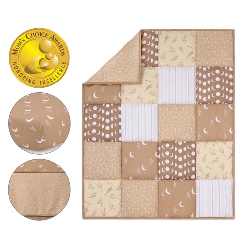 Celestial Crib Bedding Set, 3 Piece Quilt Fitted Sheet Bed Skirt, Stars Moon Nursery, Standard 28 x 52 in 1 Product: The Peanutshell 3 Piece Baby Crib Bedding Set for Boys & Girls - Newborn, Infant & Toddler Nursery Bed Set Decor with Fitted Crib Sheet, Dust Ruffle Comforter - Boho Celestial