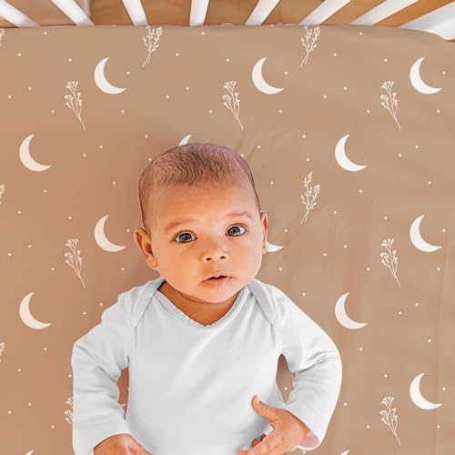 Celestial Crib Bedding Set, 3 Piece Quilt Fitted Sheet Bed Skirt, Stars Moon Nursery, Standard 28 x 52 in 2 Product: The Peanutshell 3 Piece Baby Crib Bedding Set for Boys & Girls - Newborn, Infant & Toddler Nursery Bed Set Decor with Fitted Crib Sheet, Dust Ruffle Comforter - Boho Celestial