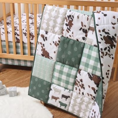 Product: The Peanutshell 3 Piece Baby Crib Bedding Set for Boys & Girls - Newborn, Infant & Toddler Nursery Bed Set Decor with Fitted Crib Sheet, Dust Ruffle Comforter - Boho Farm