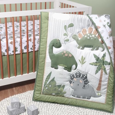 Dinosaur Crib Bedding Set, Boys Blue Green Nursery Quilt Sheet Set, 3 Piece, 90cm 10 Product: The Peanutshell 3 Piece Baby Crib Bedding Set for Boys - Newborn, Infant & Toddler Nursery Bed Set Decor with Fitted Crib Sheet, Dust Ruffle Comforter - Dinosaur Dreams