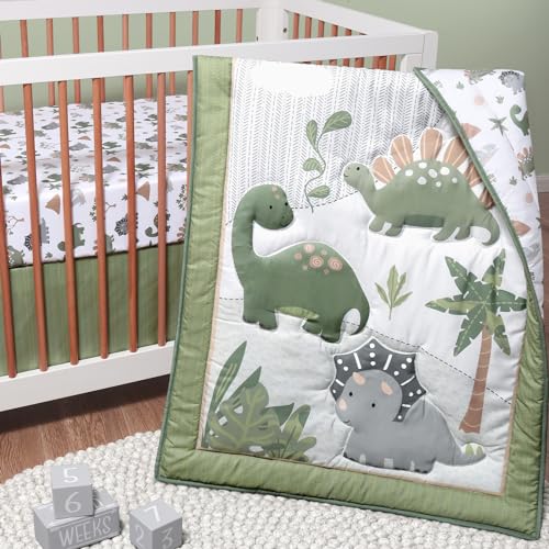 Dinosaur Crib Bedding Set, Boys Blue Green Nursery Quilt Sheet Set, 3 Piece, 90cm 4 Product: The Peanutshell 3 Piece Baby Crib Bedding Set for Boys - Newborn, Infant & Toddler Nursery Bed Set Decor with Fitted Crib Sheet, Dust Ruffle Comforter - Dinosaur Dreams