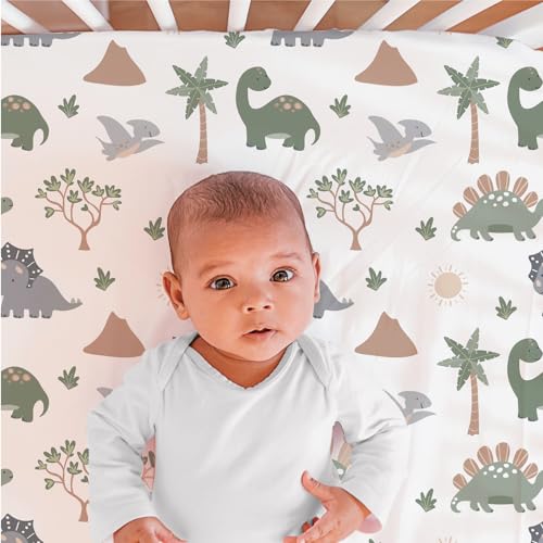 Dinosaur Crib Bedding Set, Boys Blue Green Nursery Quilt Sheet Set, 3 Piece, 90cm 2 Product: The Peanutshell 3 Piece Baby Crib Bedding Set for Boys - Newborn, Infant & Toddler Nursery Bed Set Decor with Fitted Crib Sheet, Dust Ruffle Comforter - Dinosaur Dreams