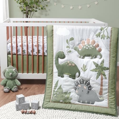 Product: The Peanutshell 3 Piece Baby Crib Bedding Set for Boys - Newborn, Infant & Toddler Nursery Bed Set Decor with Fitted Crib Sheet, Dust Ruffle Comforter - Dinosaur Dreams