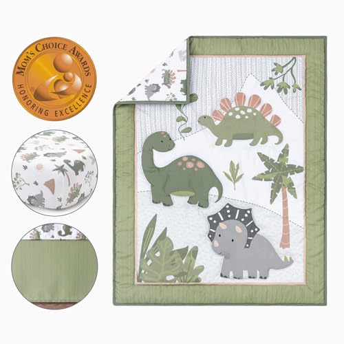 Dinosaur Crib Bedding Set, Boys Blue Green Nursery Quilt Sheet Set, 3 Piece, 90cm 1 Product: The Peanutshell 3 Piece Baby Crib Bedding Set for Boys - Newborn, Infant & Toddler Nursery Bed Set Decor with Fitted Crib Sheet, Dust Ruffle Comforter - Dinosaur Dreams