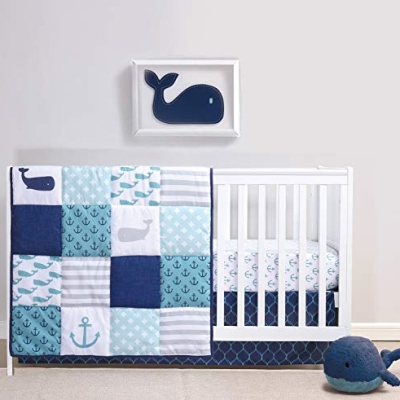 Product: The Peanutshell 3 Piece Baby Crib Bedding Set for Boys - Newborn, Infant & Toddler Nursery Bed Set Decor with Fitted Crib Sheet, Dust Ruffle Comforter - Nautical