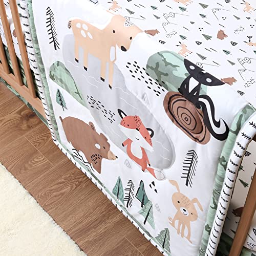Woodland Camo 3 Piece Crib Bedding Set, Forest Animals Quilt Fitted Sheet Bed Skirt, 28x52 in 5 Product: The Peanutshell 3 Piece Baby Crib Bedding Set for Boys - Newborn, Infant & Toddler Nursery Bed Set Decor with Fitted Crib Sheet, Dust Ruffle Comforter - Woodland Camo