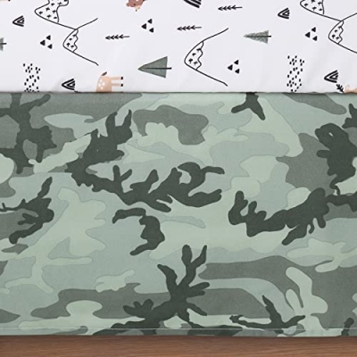 Woodland Camo 3 Piece Crib Bedding Set, Forest Animals Quilt Fitted Sheet Bed Skirt, 28x52 in 10 Product: The Peanutshell 3 Piece Baby Crib Bedding Set for Boys - Newborn, Infant & Toddler Nursery Bed Set Decor with Fitted Crib Sheet, Dust Ruffle Comforter - Woodland Camo