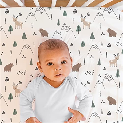 Woodland Camo 3 Piece Crib Bedding Set, Forest Animals Quilt Fitted Sheet Bed Skirt, 28x52 in 9 Product: The Peanutshell 3 Piece Baby Crib Bedding Set for Boys - Newborn, Infant & Toddler Nursery Bed Set Decor with Fitted Crib Sheet, Dust Ruffle Comforter - Woodland Camo