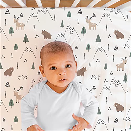 Woodland Camo 3 Piece Crib Bedding Set, Forest Animals Quilt Fitted Sheet Bed Skirt, 28x52 in 2 Product: The Peanutshell 3 Piece Baby Crib Bedding Set for Boys - Newborn, Infant & Toddler Nursery Bed Set Decor with Fitted Crib Sheet, Dust Ruffle Comforter - Woodland Camo