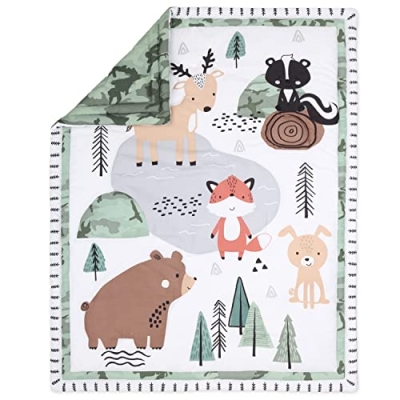 Woodland Camo 3 Piece Crib Bedding Set, Forest Animals Quilt Fitted Sheet Bed Skirt, 28x52 in 13 Product: The Peanutshell 3 Piece Baby Crib Bedding Set for Boys - Newborn, Infant & Toddler Nursery Bed Set Decor with Fitted Crib Sheet, Dust Ruffle Comforter - Woodland Camo