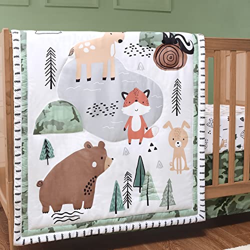 The Peanutshell 3 Piece Baby Crib Bedding Set for Boys - Newborn, Infant & Toddler Nursery Bed Set Decor with Fitted Crib Sheet, Dust Ruffle Comforter - Woodland Camo - Crib Bedding Sets Product: The Peanutshell 3 Piece Baby Crib Bedding Set for Boys - Newborn, Infant & Toddler Nursery Bed Set Decor with Fitted Crib Sheet, Dust Ruffle Comforter - Woodland Camo