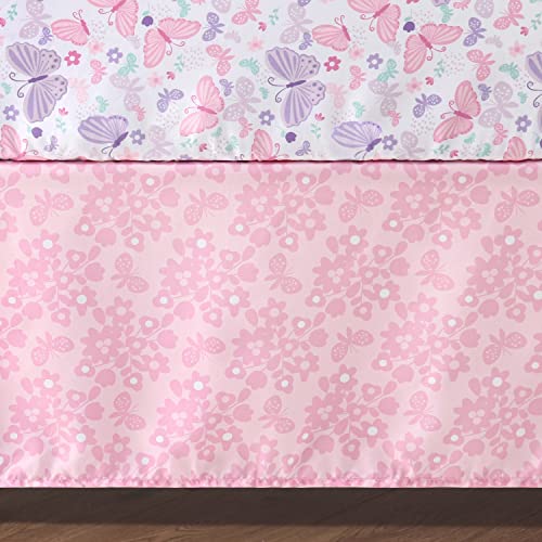 Butterfly Crib Bedding Set, Pink Purple Floral Nursery Quilt Sheet Skirt, 3 Piece Baby Bedding, 28x52 3 Product: The Peanutshell 3 Piece Baby Crib Bedding Set for Girls - Newborn, Infant & Toddler Nursery Bed Set Decor with Fitted Crib Sheet, Dust Ruffle Comforter - Butterfly Song