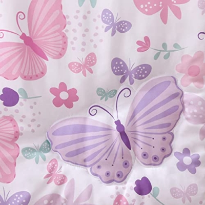 Butterfly Crib Bedding Set, Pink Purple Floral Nursery Quilt Sheet Skirt, 3 Piece Baby Bedding, 28x52 10 Product: The Peanutshell 3 Piece Baby Crib Bedding Set for Girls - Newborn, Infant & Toddler Nursery Bed Set Decor with Fitted Crib Sheet, Dust Ruffle Comforter - Butterfly Song