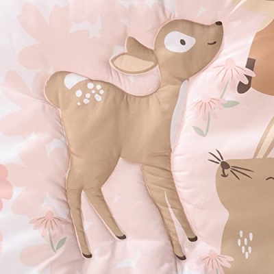 Baby Crib Bedding Set for Girls, Fairytale Forest Woodland Nursery Decor, Pink Bunny Deer Fox Owl, 3 Piece, 28x52in 10 Product: The Peanutshell 3 Piece Baby Crib Bedding Set for Girls - Newborn, Infant & Toddler Nursery Bed Set Decor with Fitted Crib Sheet, Dust Ruffle Comforter - Fairytale Forest