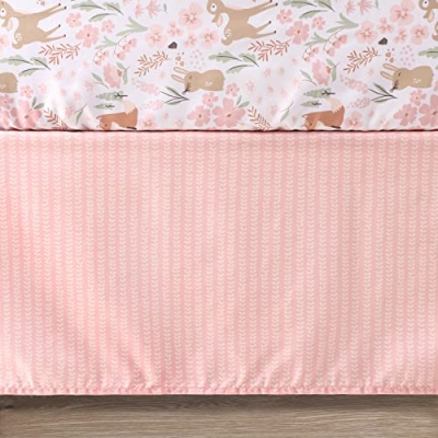 Baby Crib Bedding Set for Girls, Fairytale Forest Woodland Nursery Decor, Pink Bunny Deer Fox Owl, 3 Piece, 28x52in 9 Product: The Peanutshell 3 Piece Baby Crib Bedding Set for Girls - Newborn, Infant & Toddler Nursery Bed Set Decor with Fitted Crib Sheet, Dust Ruffle Comforter - Fairytale Forest