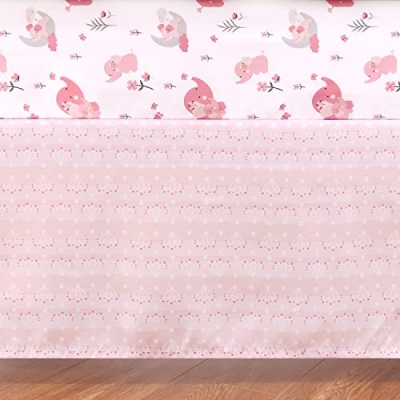 Pink Elephant Baby Crib Bedding Set for Girls, Botanical Nursery Quilt, Fitted Sheet, Bed Skirt, 28 x 52in 9 Product: The Peanutshell 3 Piece Baby Crib Bedding Set for Girls - Newborn, Infant & Toddler Nursery Bed Set Decor with Fitted Crib Sheet, Dust Ruffle Comforter - Pink Elephant