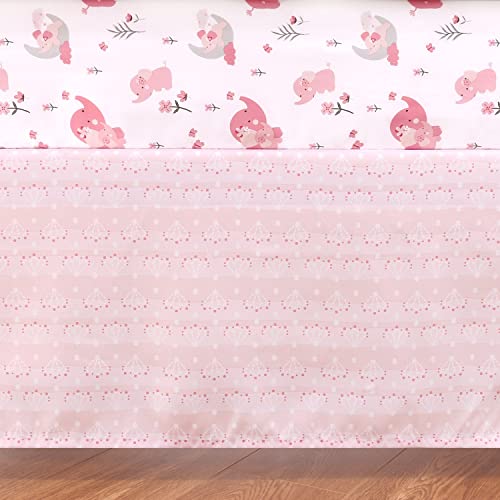 Pink Elephant Baby Crib Bedding Set for Girls, Botanical Nursery Quilt, Fitted Sheet, Bed Skirt, 28 x 52in 3 Product: The Peanutshell 3 Piece Baby Crib Bedding Set for Girls - Newborn, Infant & Toddler Nursery Bed Set Decor with Fitted Crib Sheet, Dust Ruffle Comforter - Pink Elephant