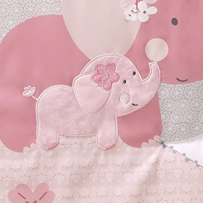 Pink Elephant Baby Crib Bedding Set for Girls, Botanical Nursery Quilt, Fitted Sheet, Bed Skirt, 28 x 52in 11 Product: The Peanutshell 3 Piece Baby Crib Bedding Set for Girls - Newborn, Infant & Toddler Nursery Bed Set Decor with Fitted Crib Sheet, Dust Ruffle Comforter - Pink Elephant