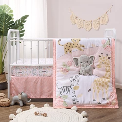 Product: The Peanutshell 3 Piece Baby Crib Bedding Set for Girls - Newborn, Infant & Toddler Nursery Bed Set Decor with Fitted Crib Sheet, Dust Ruffle Comforter - Wildest Dreams