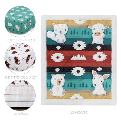 Peanutshell 4 Piece Baby Crib Bedding Set, Western Woods Woodland Nursery, Crib Sheets Comforter Dust Ruffle 28x52in 8 Product: The Peanutshell 4 Piece Baby Crib Bedding Set for Boys & Girls - Newborn, Infant & Toddler Nursery Bed Set Decor with Two Crib Sheets, Dust Ruffle, Comforter - Western Woods