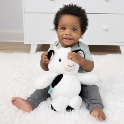 Product: The Peanutshell 4 Piece Baby Crib Bedding Set for Boys & Girls - Newborn, Infant & Toddler Nursery Bed Set with Fitted Crib Sheet, Bed Skirt, Comforter, Cow Plush Toy - Farm Animals Nursery Decor