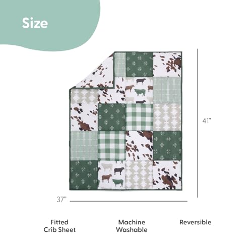 Product: The Peanutshell 4 Piece Baby Crib Bedding Set for Boys & Girls - Newborn, Infant & Toddler Nursery Bed Set with Fitted Crib Sheet, Bed Skirt, Comforter, Cow Plush Toy - Farm Animals Nursery Decor