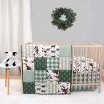 Product: The Peanutshell 4 Piece Baby Crib Bedding Set for Boys & Girls - Newborn, Infant & Toddler Nursery Bed Set with Fitted Crib Sheet, Bed Skirt, Comforter, Cow Plush Toy - Farm Animals Nursery Decor