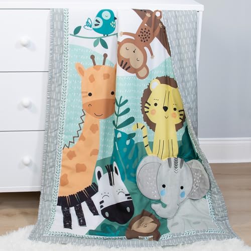 Product: The Peanutshell 4 Piece Baby Crib Bedding Set for Boys & Girls - Newborn, Infant & Toddler Nursery Bed Set with Fitted Crib Sheet, Dust Ruffle, Comforter, Plush Elephant - Safari Nursery Decor