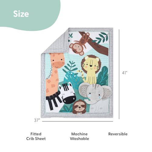 Product: The Peanutshell 4 Piece Baby Crib Bedding Set for Boys & Girls - Newborn, Infant & Toddler Nursery Bed Set with Fitted Crib Sheet, Dust Ruffle, Comforter, Plush Elephant - Safari Nursery Decor