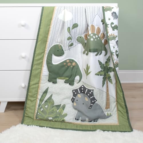 Dinosaur Baby Crib Bedding Set, Boys Nursery Decor, Sage Green White, 4 Piece Crib Sheet Comforter Plush Toy, 28x52in 5 Product: The Peanutshell 4 Piece Baby Crib Bedding Set for Boys - Newborn, Infant & Toddler Nursery Bed Set with Fitted Crib Sheet, Dust Ruffle Comforter, Dinosaur Plush Toy - Dino Nursery Decor