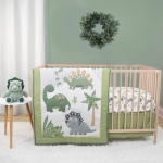 Product: The Peanutshell 4 Piece Baby Crib Bedding Set for Boys - Newborn, Infant & Toddler Nursery Bed Set with Fitted Crib Sheet, Dust Ruffle Comforter, Dinosaur Plush Toy - Dino Nursery Decor