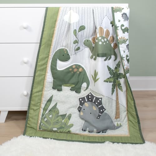Baby Crib Bedding Set for Boys, Dinosaur Nursery Decor, Quilt Fitted Sheet Bed Skirt Dino Mobile, Standard Crib 28x52in 5 Product: The Peanutshell 4 Piece Baby Crib Bedding Set for Boys - Newborn, Infant & Toddler Nursery Bed Set with Fitted Crib Sheet, Dust Ruffle, Comforter, Mobile - Dinosaur Nursery Decor