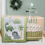 Product: The Peanutshell 4 Piece Baby Crib Bedding Set for Boys - Newborn, Infant & Toddler Nursery Bed Set with Fitted Crib Sheet, Dust Ruffle, Comforter, Mobile - Dinosaur Nursery Decor
