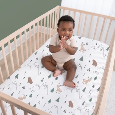 The Peanutshell Woodland Camo Baby Crib Bedding Set for Boys, 4 Piece Nursery Decor, Green Brown Forest Animals, Standard Crib 28x52in 15 Product: The Peanutshell 4 Piece Baby Crib Bedding Set for Boys - Newborn, Infant & Toddler Nursery Bed Set with Fitted Crib Sheet, Dust Ruffle, Comforter, Mobile - Woodland Camo Nursery Decor