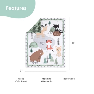 The Peanutshell Woodland Camo Baby Crib Bedding Set for Boys, 4 Piece Nursery Decor, Green Brown Forest Animals, Standard Crib 28x52in 10 Product: The Peanutshell 4 Piece Baby Crib Bedding Set for Boys - Newborn, Infant & Toddler Nursery Bed Set with Fitted Crib Sheet, Dust Ruffle, Comforter, Mobile - Woodland Camo Nursery Decor