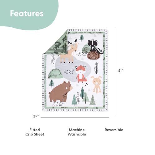 The Peanutshell Woodland Camo Baby Crib Bedding Set for Boys, 4 Piece Nursery Decor, Green Brown Forest Animals, Standard Crib 28x52in 2 Product: The Peanutshell 4 Piece Baby Crib Bedding Set for Boys - Newborn, Infant & Toddler Nursery Bed Set with Fitted Crib Sheet, Dust Ruffle, Comforter, Mobile - Woodland Camo Nursery Decor