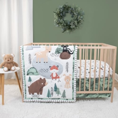 Product: The Peanutshell 4 Piece Baby Crib Bedding Set for Boys - Newborn, Infant & Toddler Nursery Bed Set with Fitted Crib Sheet, Dust Ruffle, Comforter, Plush Bear - Woodland Camo Nursery Decor