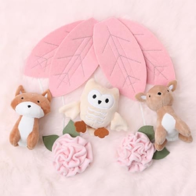 The Peanutshell Fairytale Forest Baby Girl Crib Bedding Set, 4 Piece Woodland Nursery Decor, Pink Animal Motif, 28 x 52 14 Product: The Peanutshell 4 Piece Baby Crib Bedding Set for Girls - Newborn, Infant & Toddler Nursery Bed Set with Fitted Crib Sheet, Dust Ruffle Comforter, Mobile - Fairytale Forest Nursery Decor