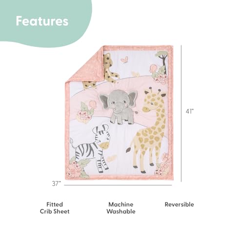 Product: The Peanutshell 4 Piece Baby Crib Bedding Set for Girls - Newborn, Infant & Toddler Nursery Bed Set with Fitted Crib Sheet, Dust Ruffle, Comforter, Mobile - Safari Girl Nursery Decor