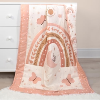 Peanutshell Baby Crib Bedding Set for Girls, Boho Rainbow Nursery Decor, Quilt Sheet Skirt Bunny, 28x52cm 12 Product: The Peanutshell 4 Piece Baby Crib Bedding Set for Girls - Newborn, Infant & Toddler Nursery Bed Set with Fitted Crib Sheet, Dust Ruffle Comforter, Plush Bunny Rabbit Toy - Boho Rainbow Nursery Decor