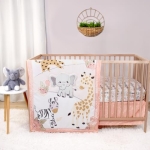 Product: The Peanutshell 4 Piece Baby Crib Bedding Set for Girls - Newborn, Infant & Toddler Nursery Bed Set with Fitted Crib Sheet, Dust Ruffle, Comforter, Plush Elephant - Safari Jungle Nursery Decor