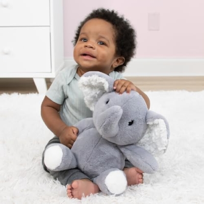 Product: The Peanutshell 4 Piece Baby Crib Bedding Set for Girls - Newborn, Infant & Toddler Nursery Bed Set with Fitted Crib Sheet, Dust Ruffle Comforter, Plush Elephant Toy - Pink Elephant Nursery Decor