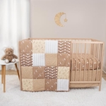 Product: The Peanutshell 4 Piece Baby Crib Bedding Set - Newborn, Infant & Toddler Nursery Bed Set with Fitted Crib Sheet, Bed Skirt, Teddy Bear Plush Toy, Comforter - Bohemian Stars Nursery Decor