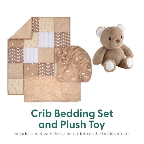 Product: The Peanutshell 4 Piece Baby Crib Bedding Set - Newborn, Infant & Toddler Nursery Bed Set with Fitted Crib Sheet, Bed Skirt, Teddy Bear Plush Toy, Comforter - Bohemian Stars Nursery Decor