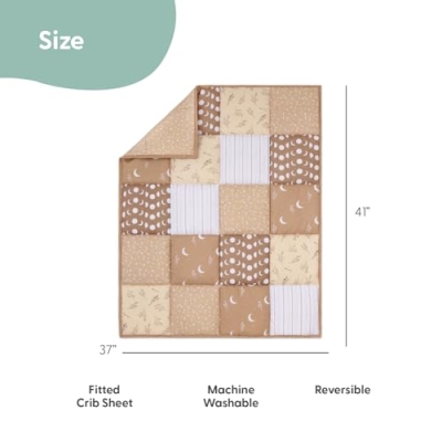 Product: The Peanutshell 4 Piece Baby Crib Bedding Set - Newborn, Infant & Toddler Nursery Bed Set with Fitted Crib Sheet, Bed Skirt, Teddy Bear Plush Toy, Comforter - Bohemian Stars Nursery Decor