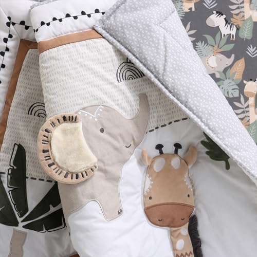 Safari Friends Crib Bedding Set, 4 Piece Organic Cotton Quilt, Sheets, Bed Skirt, Animal Nursery, 28x52in 5 Product: The Peanutshell 4 Piece Organic Cotton Baby Crib Bedding Set for Boys & Girls - Newborn, Infant & Toddler Nursery Bed Set Decor with Two Crib Sheets, Dust Ruffle Comforter - Safari Serenity